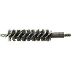 Brush Research Mfg. - 19/32" Diam Helical Steel Tube Brush - Single Spiral, 0.006" Filament Diam, 2" Brush Length, 2-9/16" OAL, 0.14" Diam Galvanized Steel Shank - Industrial Tool & Supply