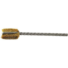 Brush Research Mfg. - 3/8" Diam Flat Brass Tube Brush - 0.005" Filament Diam, 9/16" Brush Length, 2-1/4" OAL, 0.093" Diam Steel Shank - Industrial Tool & Supply