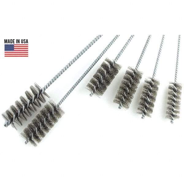 Brush Research Mfg. - 3" Diam Helical Stainless Steel Tube Brush - Single Spiral, 0.012" Filament Diam, 0.012" Brush Length, 18" OAL, 0.292" Diam Galvanized Steel Shank - Industrial Tool & Supply