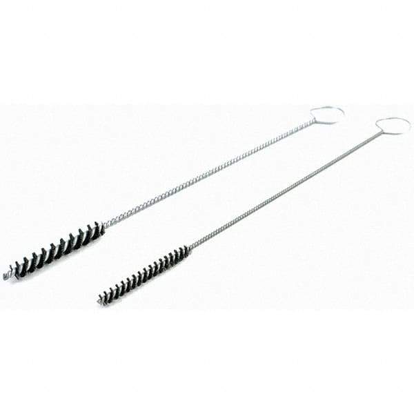 Brush Research Mfg. - 5/16" Diam Helical Nylon Tube Brush - Single Spiral, 0.005" Filament Diam, 2" Brush Length, 10" OAL, 0.14" Diam Galvanized Steel Shank - Industrial Tool & Supply