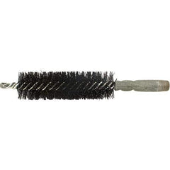 Brush Research Mfg. - 19/32" Diam Helical Nylon Tube Brush - Single Spiral, 0.01" Filament Diam, 2" Brush Length, 2-9/16" OAL, 0.14" Diam Galvanized Steel Shank - Industrial Tool & Supply