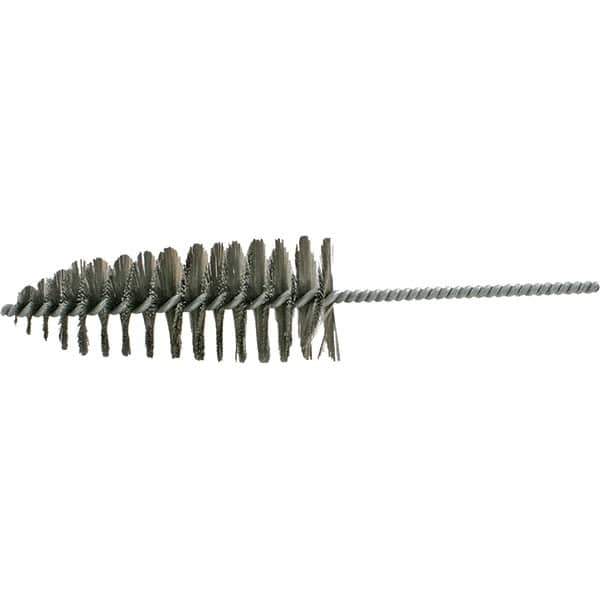 Brush Research Mfg. - 2-1/2" Diam Helical Steel Tube Brush - Single Spiral, 0.012" Filament Diam, 6-1/2" Brush Length, 12" OAL, 0.292" Diam Galvanized Steel Shank - Industrial Tool & Supply