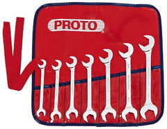 Proto - 7 Piece, 3/8" to 7/8", Open End Wrench Set - Inch Measurement Standard, Full Polish Finish, Comes in Nylon Roll - Industrial Tool & Supply