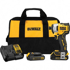 DeWALT - 20 Volt, 1/4" Drive, 116 Ft/Lb Torque, Cordless Impact Driver - Mid-Handle, 3000 RPM, 2 Lithium-Ion Batteries Included - Industrial Tool & Supply