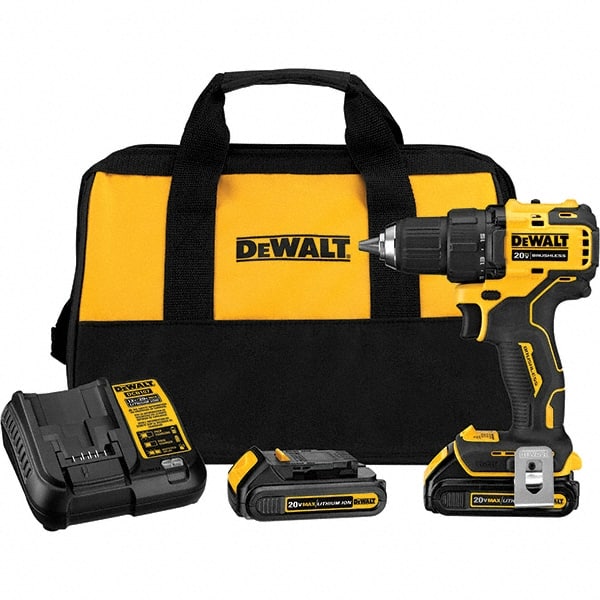 DeWALT - Atomic 20 Volt 1/2" Chuck Pistol Grip Handle Cordless Drill - Industrial Tool & Supply