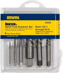 Irwin - Bolt Extractor Sets - MP #1,2,3,4,5,6 6PC SCREW EXTRACTOR SET - Industrial Tool & Supply
