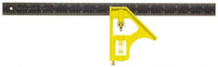 Stanley - 2 Piece, 16" Combination Square Set - 1/32, 1/16 & 1/8" (English) Graduation, Stainless Steel Blade, Die Cast Metal Combination Head - Industrial Tool & Supply