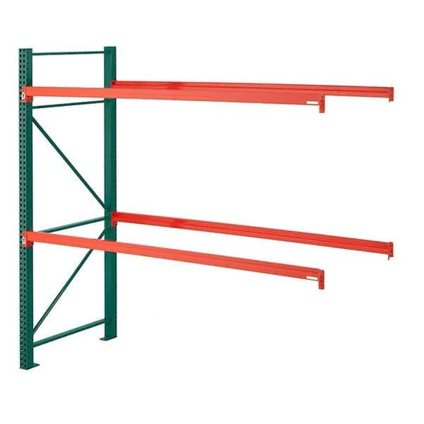 Steel King - 2 Shelf Add-On Box Formed Closed Steel Shelving - 27,790 Lb Capacity, 96" Wide x 144" High x 42" Deep, Green/Orange - Industrial Tool & Supply
