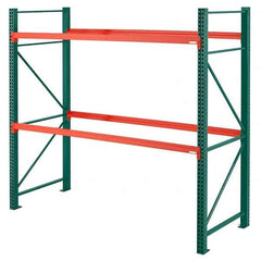 Steel King - 2 Shelf Starter Box Formed Closed Steel Shelving - 27,790 Lb Capacity, 96" Wide x 144" High x 48" Deep, Green/Orange - Industrial Tool & Supply