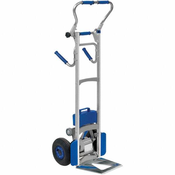 Wesco Industrial Products - 300 Lb Capacity 53-1/2" OAH Stair Climbing Battery Powered Hand Truck - Continuous Handle, Aluminum, Pneumatic Wheels - Industrial Tool & Supply
