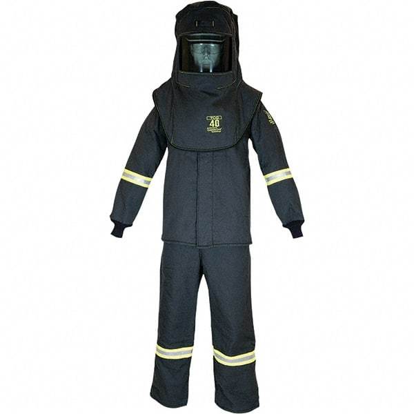 Oberon - Size XL, 4 HRC, 10.7 oz Arc Flash Clothing Kit - 46 cal per Sq cm, Hood Protection, Bib Overalls - Industrial Tool & Supply