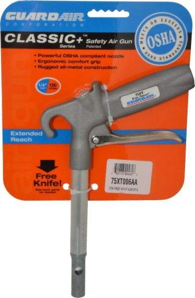 Guardair - 120 Max psi Pistol Grip Blow Gun - 1/4 NPT, 6" Tube Length, Aluminum - Industrial Tool & Supply