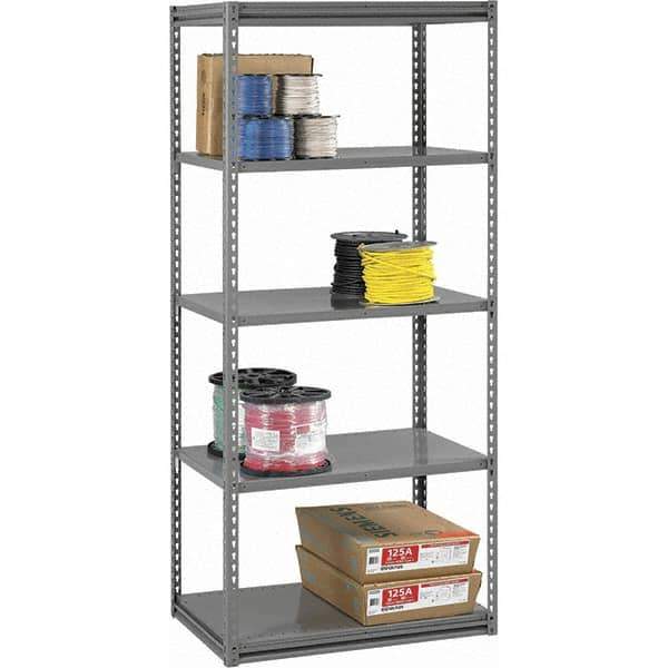 Tennsco - 5 Shelf Starter Open Steel Shelving - 48" Wide x 84" High x 24" Deep, Medium Gray - Industrial Tool & Supply