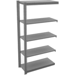 Tennsco - 5 Shelf Add-On Open Steel Shelving - 36" Wide x 84" High x 12" Deep, Medium Gray - Industrial Tool & Supply