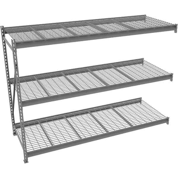 Tennsco - 3 Shelf Add-On Wire Deck Open Steel Shelving - 96" Wide x 120" High x 48" Deep, Medium Gray - Industrial Tool & Supply
