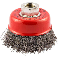 Norton - 3" Diam 5/8-11 Threaded Arbor Carbon Steel Fill Cup Brush - Industrial Tool & Supply