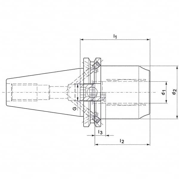 Mapal - CAT40 Taper Shank 20mm Hole Diam Hydraulic Tool Holder/Chuck - Industrial Tool & Supply