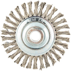 Norton - 4" OD, 5/8-11 Arbor Hole, Stringer Bead Stainless Steel Wheel Brush - Industrial Tool & Supply