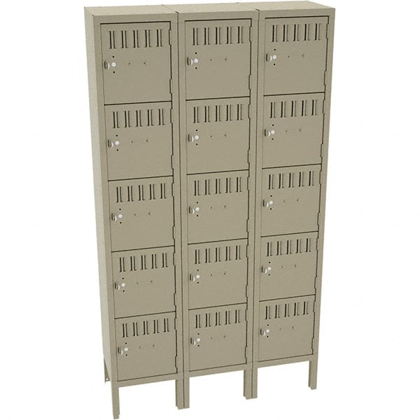 Tennsco - 15 Door, 5 Tier, Welded Locker - Industrial Tool & Supply