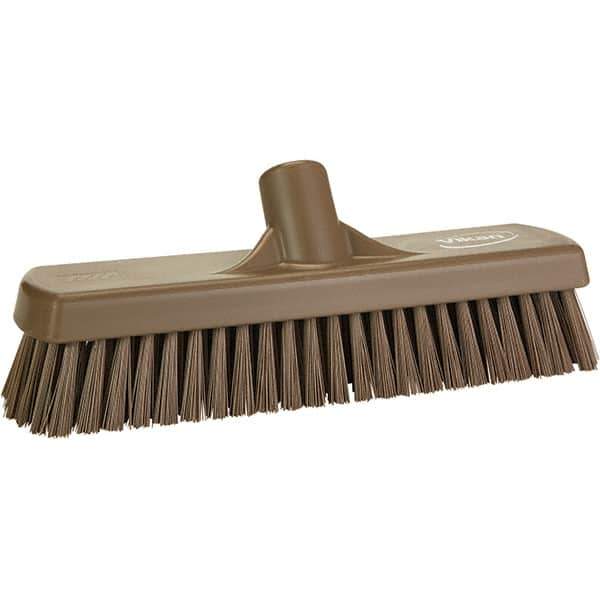 Vikan - 1.7" Bristle Length, Polyester Scrub Brush - 11-1/4" Long x 3" Wide Head, 11-1/4" OAL, Brown, Polypropylene Block - Industrial Tool & Supply