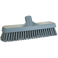 Vikan - 1.7" Bristle Length, Polyester Scrub Brush - 11-1/4" Long x 3" Wide Head, 11-1/4" OAL, Gray, Polypropylene Block - Industrial Tool & Supply