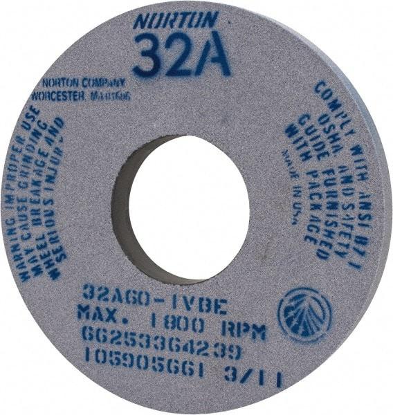 Norton - 14" Diam x 5" Hole x 1-1/2" Thick, I Hardness, 60 Grit Surface Grinding Wheel - Aluminum Oxide, Type 1, Medium Grade, 1,800 Max RPM, Vitrified Bond, No Recess - Industrial Tool & Supply