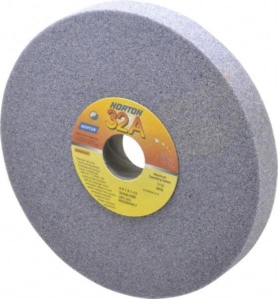 Norton - 8" Diam x 1-1/4" Hole x 1" Thick, I Hardness, 46 Grit Surface Grinding Wheel - Aluminum Oxide, Type 1, Coarse Grade, 3,105 Max RPM, Vitrified Bond, No Recess - Industrial Tool & Supply