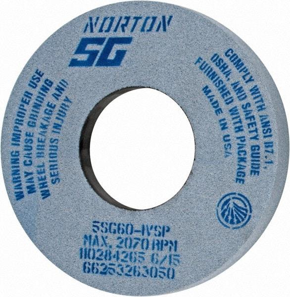 Norton - 12" Diam x 5" Hole x 1-1/2" Thick, I Hardness, 60 Grit Surface Grinding Wheel - Ceramic, Type 5, Medium Grade, 2,070 Max RPM, Vitrified Bond, One-Side Recess - Industrial Tool & Supply