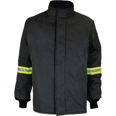 Oberon - Size S Arc Flash Coat - Black, Aramid, Zipper with Hook & Loop Flap Closure, 36" Chest - Industrial Tool & Supply