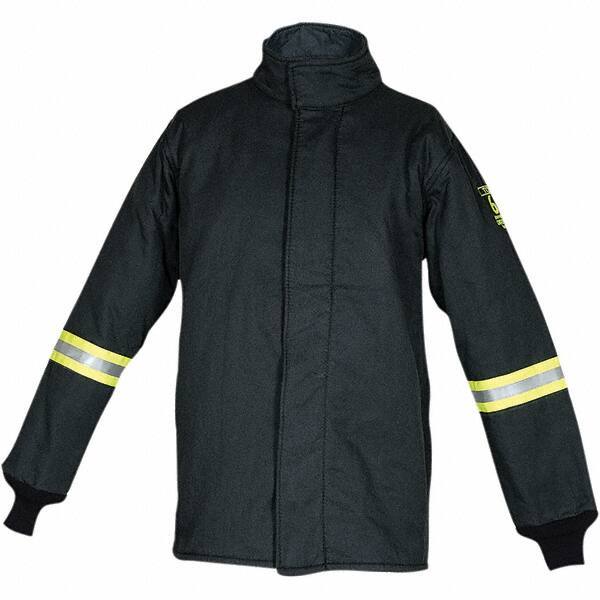 Oberon - Size 2XL Arc Flash Coat - Black, Aramid, Zipper with Hook & Loop Flap Closure, 50" Chest - Industrial Tool & Supply