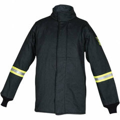 Oberon - Size 2XL Arc Flash Coat - Black, Aramid, Zipper with Hook & Loop Flap Closure, 50" Chest - Industrial Tool & Supply