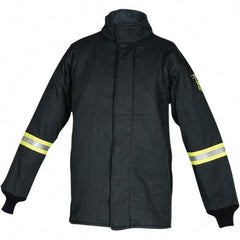 Oberon - Size XL Arc Flash Coat - Black, Aramid, Zipper with Hook & Loop Flap Closure, 46" Chest - Industrial Tool & Supply