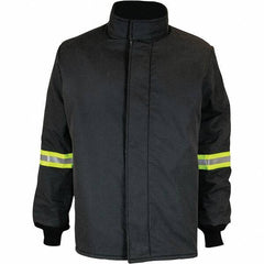Oberon - Size 2XL Arc Flash Coat - Black, Aramid, Zipper with Hook & Loop Flap Closure, 50" Chest - Industrial Tool & Supply