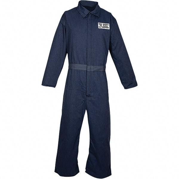 Oberon - Size 5XL, Navy Blue, Velcro Front Closure, Arc Flash Coverall - 62" Chest, Inherently Flame Resistant Aramid - Industrial Tool & Supply