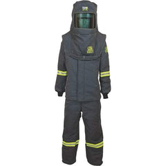 Oberon - Size M, 4 HRC, 18 oz Arc Flash Clothing Kit - 140 cal per Sq cm, Hood Protection, Bib Overalls - Industrial Tool & Supply