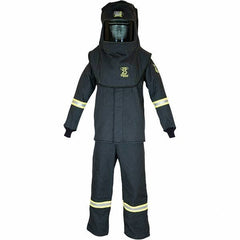 Oberon - Size XL, 3 HRC, 10.7 oz Arc Flash Clothing Kit - 27 cal per Sq cm, Hood Protection, Bib Overalls - Industrial Tool & Supply