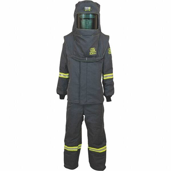 Oberon - Size XL, 4 HRC, 18 oz Arc Flash Clothing Kit - 140 cal per Sq cm, Hood Protection, Bib Overalls - Industrial Tool & Supply
