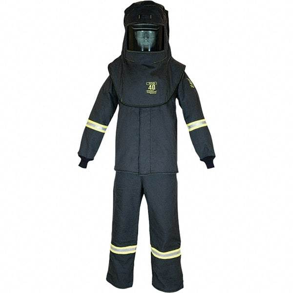 Oberon - Size 3XL, 4 HRC, 10.7 oz Arc Flash Clothing Kit - 46 cal per Sq cm, Hood Protection, Bib Overalls - Industrial Tool & Supply