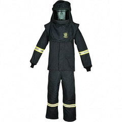 Oberon - Size L, 4 HRC, 16.5 oz Arc Flash Clothing Kit - 100 cal per Sq cm, Hood Protection, Bib Overalls - Industrial Tool & Supply