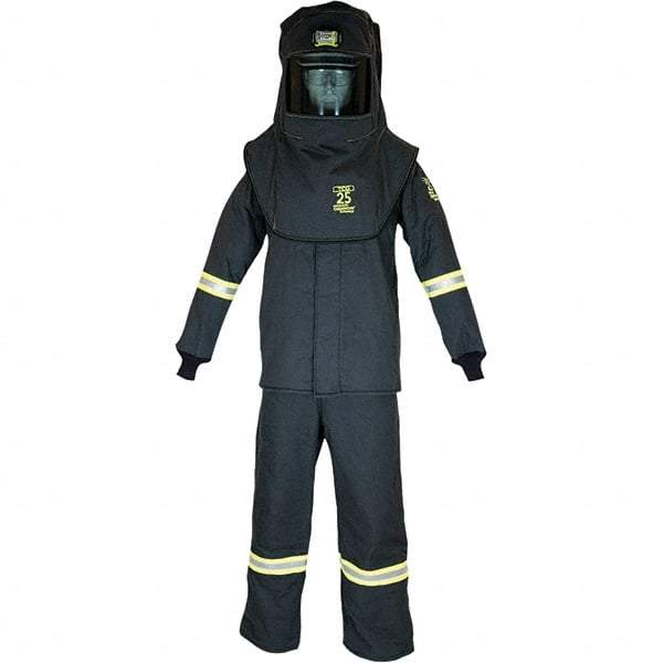 Oberon - Size M, 3 HRC, 10.7 oz Arc Flash Clothing Kit - 27 cal per Sq cm, Hood Protection, Bib Overalls - Industrial Tool & Supply