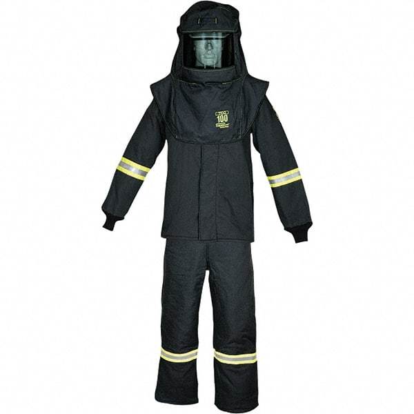 Oberon - Size 4XL, 4 HRC, 16.5 oz Arc Flash Clothing Kit - 100 cal per Sq cm, Hood Protection, Bib Overalls - Industrial Tool & Supply