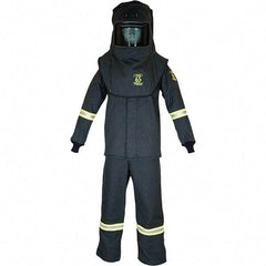 Oberon - Size 4XL, 4 HRC, 12.5 oz Arc Flash Clothing Kit - 76 cal per Sq cm, Hood Protection, Bib Overalls - Industrial Tool & Supply