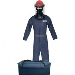 Oberon - Size M, 2 HRC, 8 oz Arc Flash Clothing Kit - 12 cal per Sq cm, Hard Cap & Face Shield Protection, Coveralls & Balaclava, Includes Gear Bag - Industrial Tool & Supply