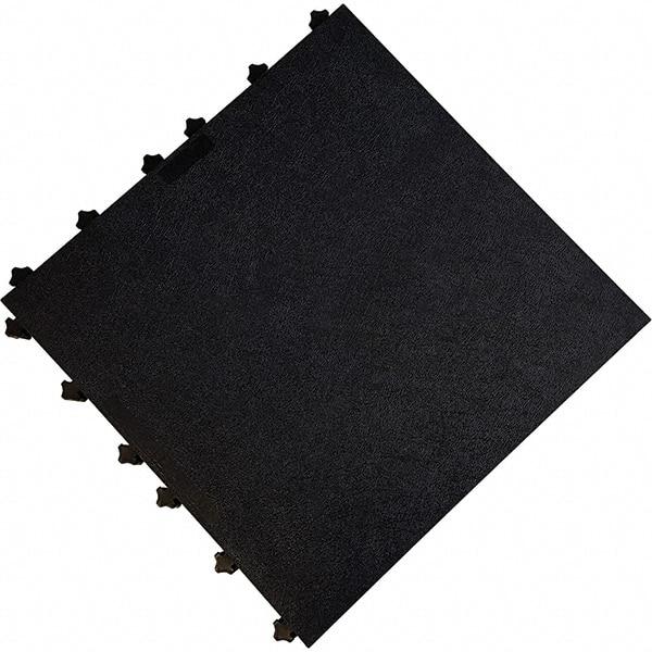 Ergo Advantage - 18" Long x 18" Wide x 1" Thick, Anti-Fatigue Modular Matting Anti-Fatigue Flooring - 2 Interlocking Sides, Black, For Dry Areas - Industrial Tool & Supply