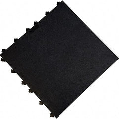 Ergo Advantage - 18" Long x 18" Wide x 1" Thick, Anti-Fatigue Modular Matting Anti-Fatigue Flooring - 2 Interlocking Sides, Black, For Dry Areas - Industrial Tool & Supply