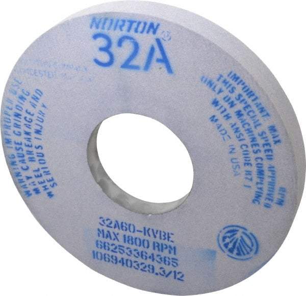 Norton - 14" Diam x 5" Hole x 1-1/2" Thick, K Hardness, 60 Grit Surface Grinding Wheel - Aluminum Oxide, Type 5, Medium Grade, 1,800 Max RPM, Vitrified Bond, One-Side Recess - Industrial Tool & Supply
