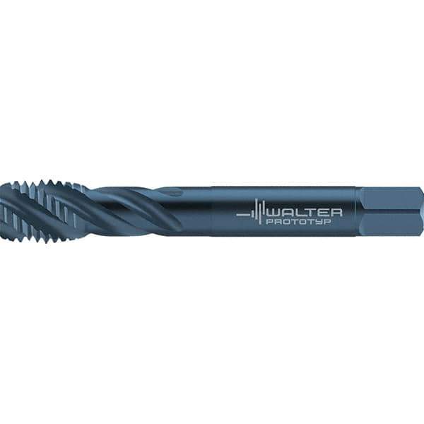 Walter-Prototyp - 7/16-14 UNC 3 Flute 2B/3B Semi-Bottoming Spiral Flute Tap - High Speed Steel, Oxide Finish, 100mm OAL, Right Hand Flute, Right Hand Thread, Series TC117 - Exact Industrial Supply