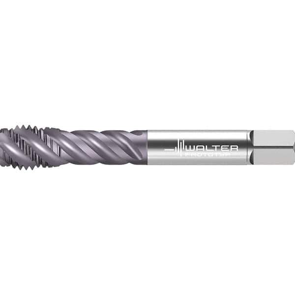 Walter-Prototyp - 1/2-13 UNC 3 Flute 2BX Semi-Bottoming Spiral Flute Tap - High Speed Steel, TiAlN Finish, 110mm OAL, Right Hand Flute, Right Hand Thread, Series TC142 - Exact Industrial Supply