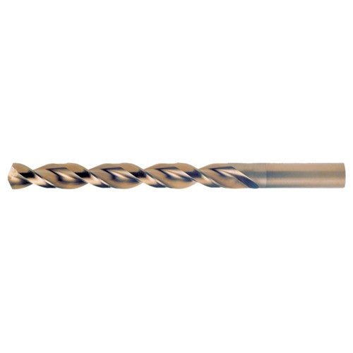 1/16 RHS / RHC HSS-CO 8% (M42) 135 Degree Split Point Q-Cobalt Wide Land Parabolic Jobber Drill - Straw / Gold Oxide - Exact Industrial Supply
