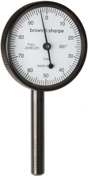TESA Brown & Sharpe - 0.2 Inch Range, 0.001 Inch Dial Graduation, Dial Test Indicator - 1-1/2 Inch, 0-100 Dial Reading - Industrial Tool & Supply